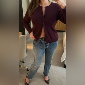 Women's Burgundy Cardigan Sweater